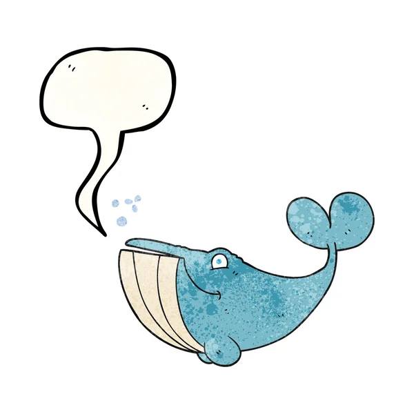 Discorso bolla strutturato cartone animato balena — Vettoriale Stock