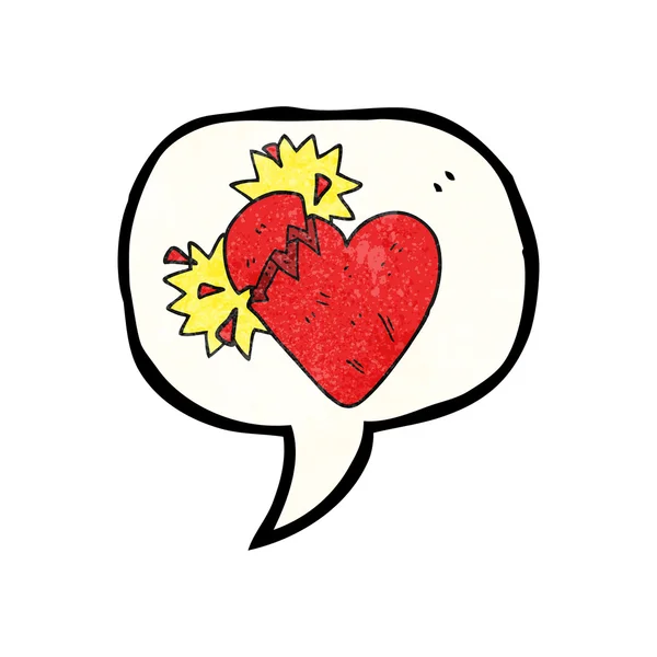 Ομιλία φούσκα ελαστικοποιημένων κινούμενα σχέδια σπασμένα καρδιά — Διανυσματικό Αρχείο