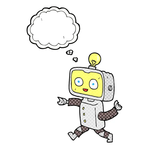 Thought bubble cartoon little robot — Stock Vector