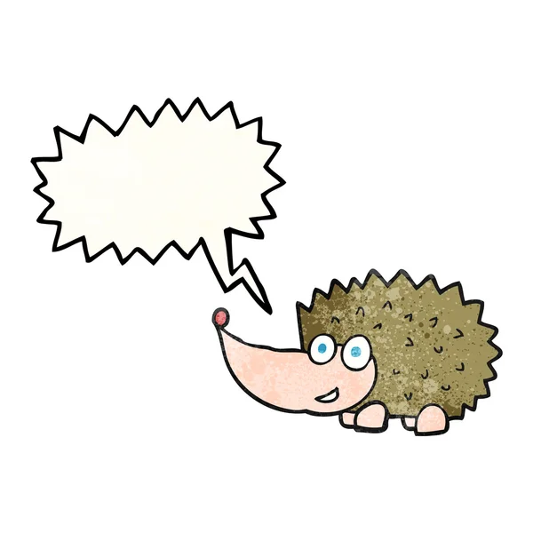 Toespraak bubble getextureerde cartoon egel — Stockvector