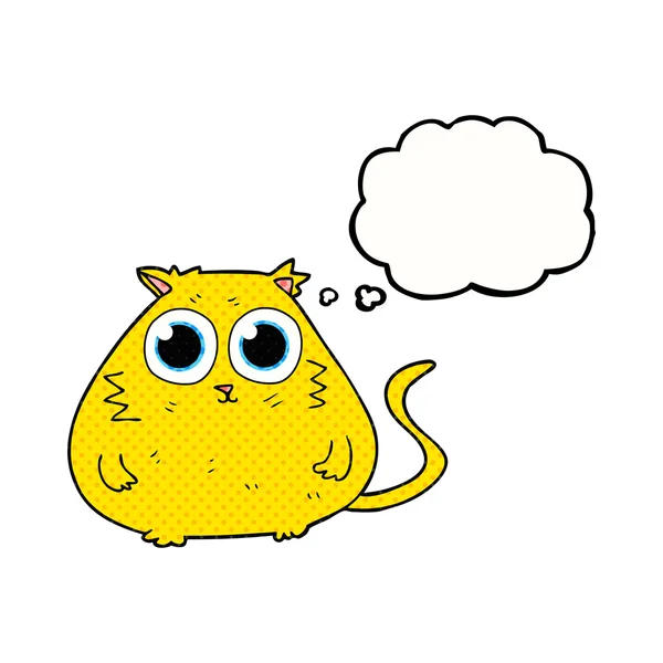 Pensamento bolha desenho animado gato com grandes olhos bonitos — Vetor de Stock