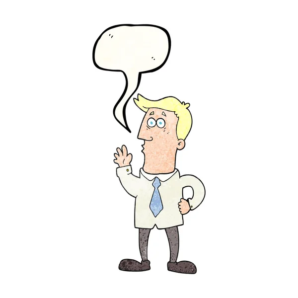 Speech bubble textured cartoon businessman — Stock Vector