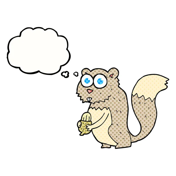 Myśli bańki kreskówka zły wiewiórka z nakrętką — Wektor stockowy