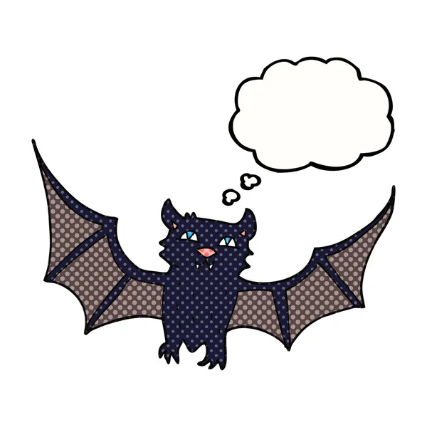Pensamento bolha desenho animado halloween morcego — Vetor de Stock