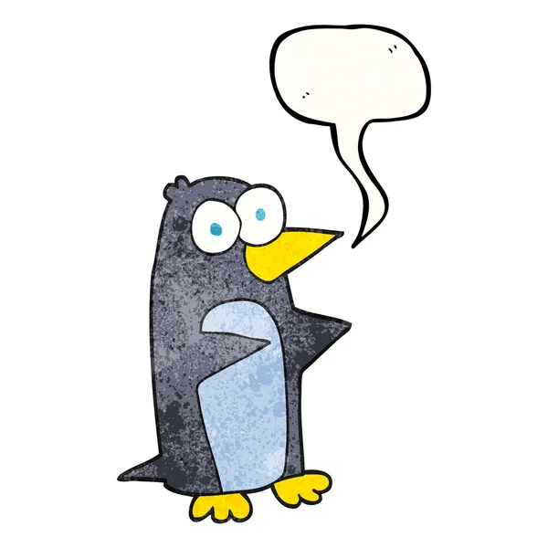 Sprechblase texturierter Cartoon-Pinguin — Stockvektor
