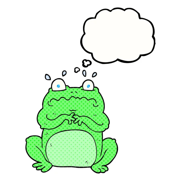Düşünce kabarcık karikatür komik kurbağa — Stok Vektör