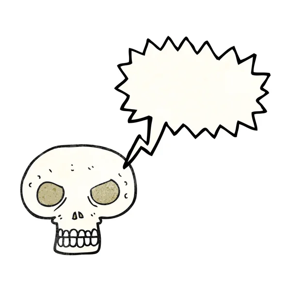 Speech bubble textured cartoon skull — Stock Vector