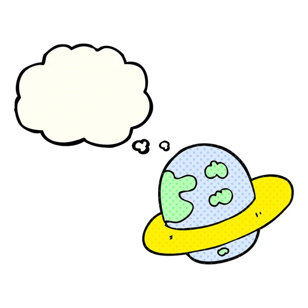 Pensamento bolha cartoon planeta — Vetor de Stock