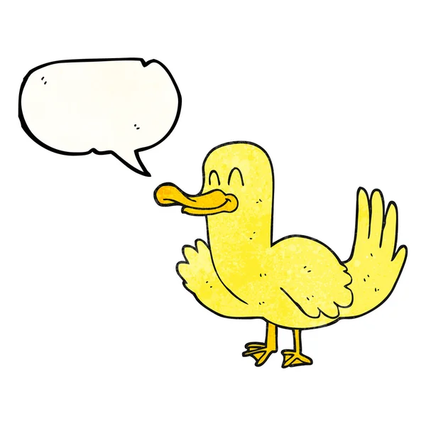 Speech bubble textured cartoon duck — Stock Vector