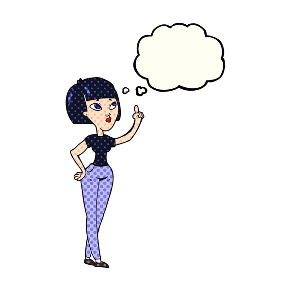Σκέψη φούσκα γελοιογραφία γυναίκα ερώτηση — Διανυσματικό Αρχείο