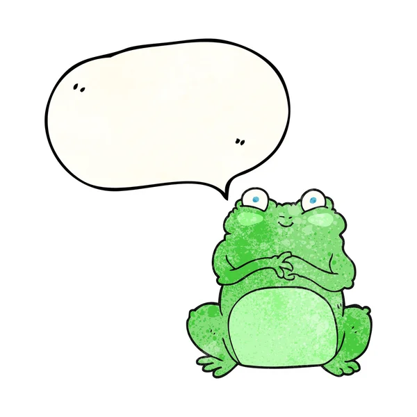 Konuşma balonu dokulu karikatür komik kurbağa — Stok Vektör