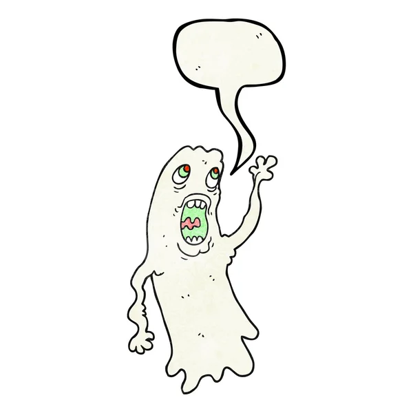 Speech bubble textured cartoon ghost — Stock Vector