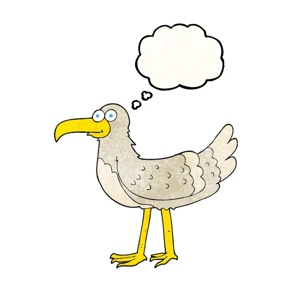 Pensamento bolha texturizado desenho animado gaivota — Vetor de Stock