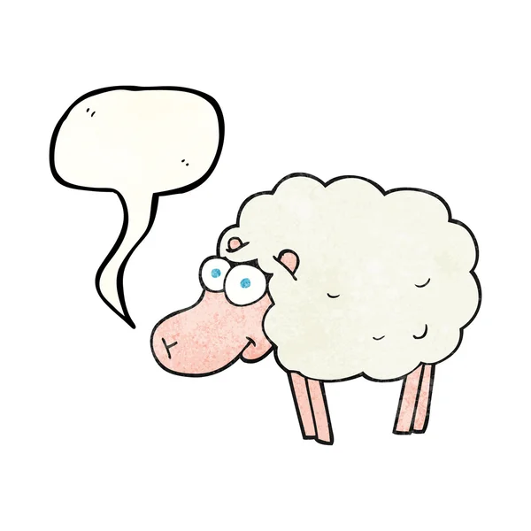 Grappige toespraak bubble getextureerde cartoon schapen — Stockvector