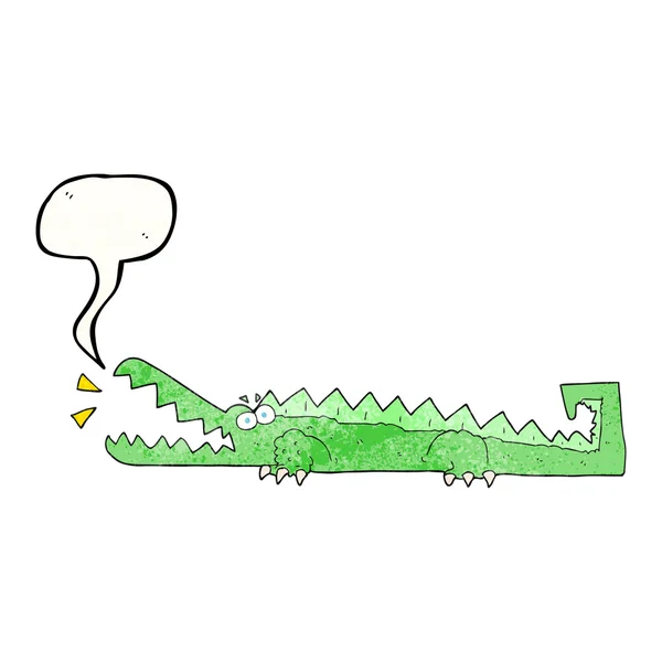 Speech bubble textured cartoon crocodile — Stock Vector
