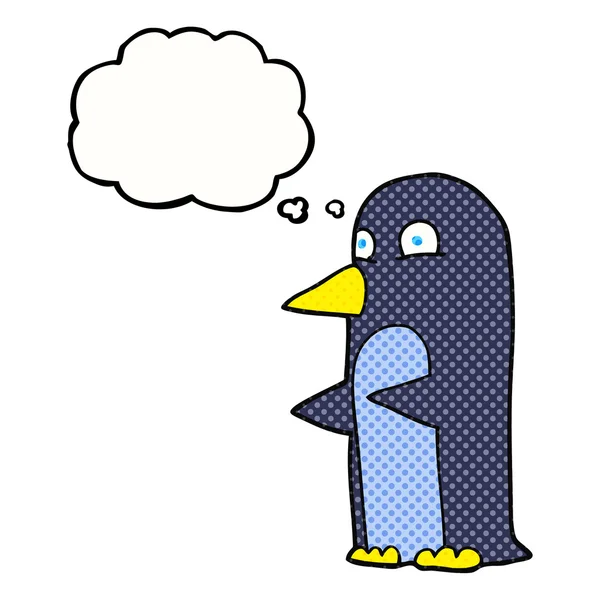 Myšlenka bubliny cartoon tučňák — Stockový vektor