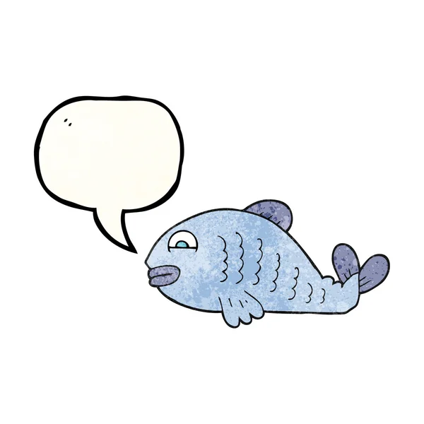 Speech bubble textured cartoon fish — Stock Vector