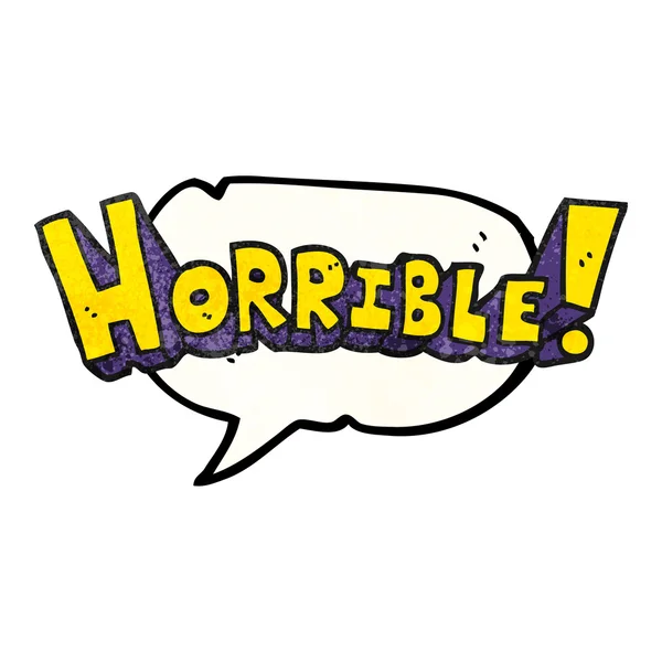 Parole bulle texturé dessin animé mot horrible — Image vectorielle