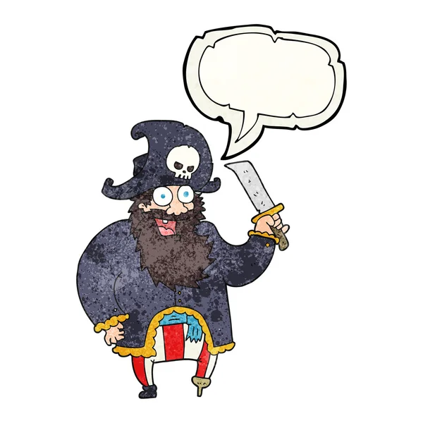 Toespraak bubble getextureerde cartoon Piraat kapitein — Stockvector