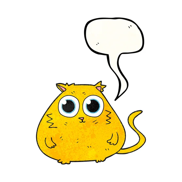 Řeči bublina texturou Kreslená kočka s velkýma očima docela — Stockový vektor