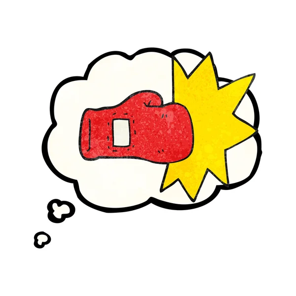 Pensamiento burbuja textura dibujos animados guante de boxeo — Vector de stock