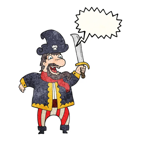 海賊の船長を笑って音声バブル テクスチャ漫画 — ストックベクタ