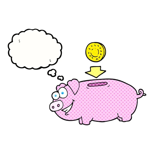 Myśl bańki kreskówka piggy bank — Wektor stockowy