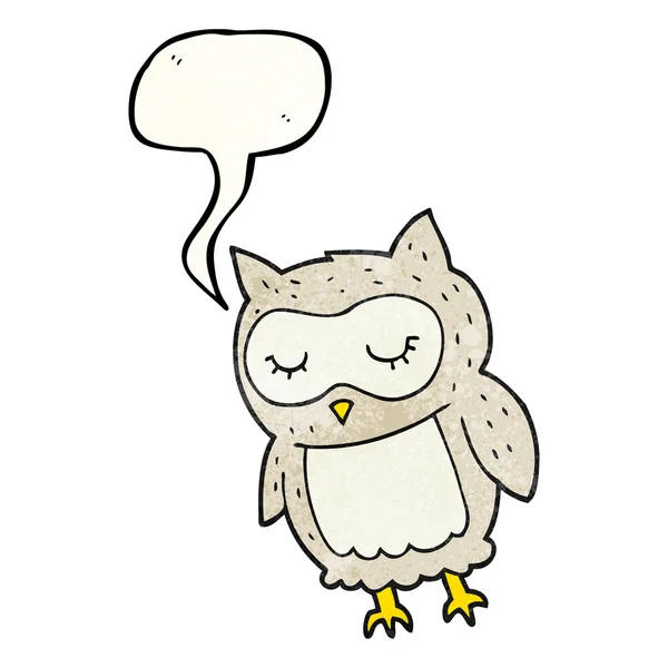 Speech bubble textured cartoon owl — Stock Vector