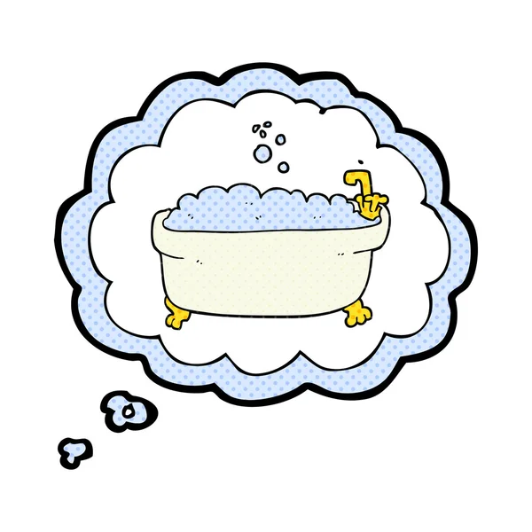 Gedachte zeepbel cartoon badkuip — Stockvector