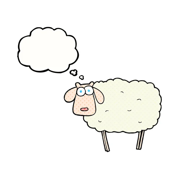 Pensiero bolla cartone animato pecore — Vettoriale Stock