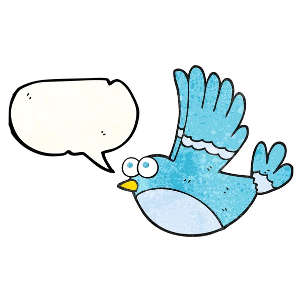 Sprechblase texturierte Karikatur fliegender Vogel — Stockvektor