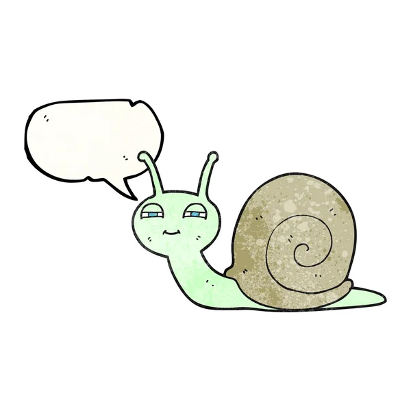 Parole bulle texturé dessin animé escargot mignon — Image vectorielle