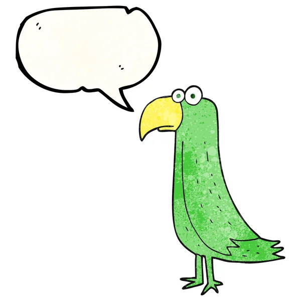 Řeči bublina texturou kreslený papoušek — Stockový vektor