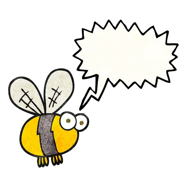 Toespraak bubble getextureerde cartoon bee — Stockvector