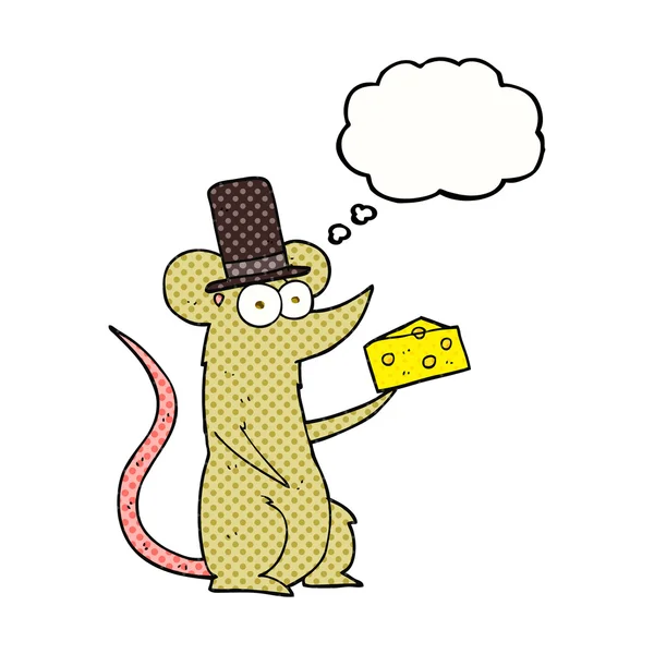 Σκέψη φούσκα ποντίκι καρτούν με τυρί — Διανυσματικό Αρχείο