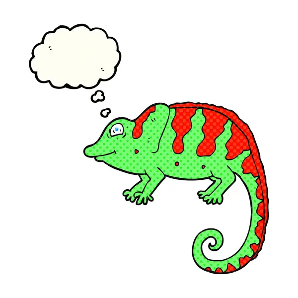 Pensamiento burbuja caricatura camaleón — Vector de stock