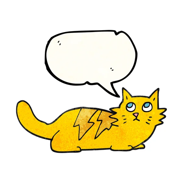 Toespraak bubble getextureerde cartoon kat — Stockvector