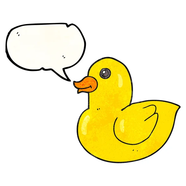 Parole bulle texturé dessin animé canard en caoutchouc — Image vectorielle