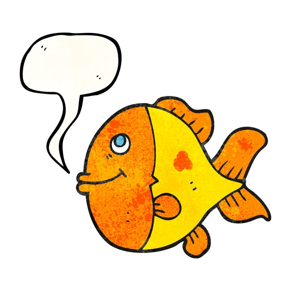 Beszéd buborék texturált rajzfilm hal — Stock Vector