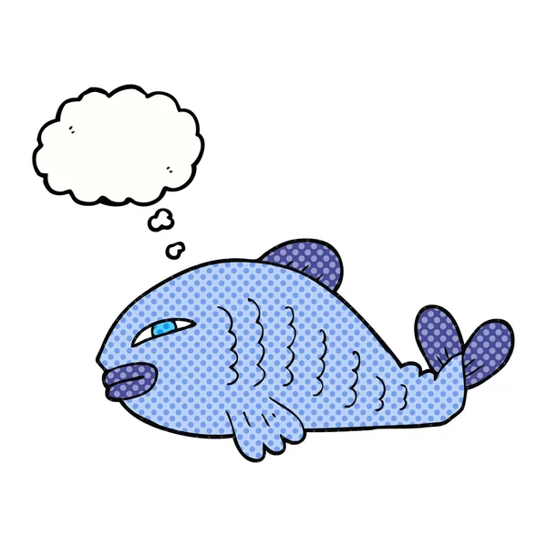 Thought bubble cartoon fish — Stock Vector