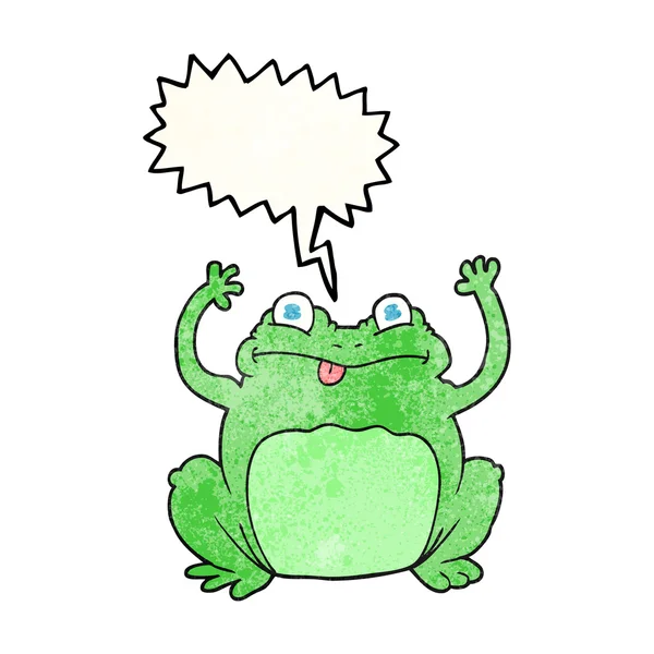 Parole bulle texturé dessin animé drôle grenouille — Image vectorielle