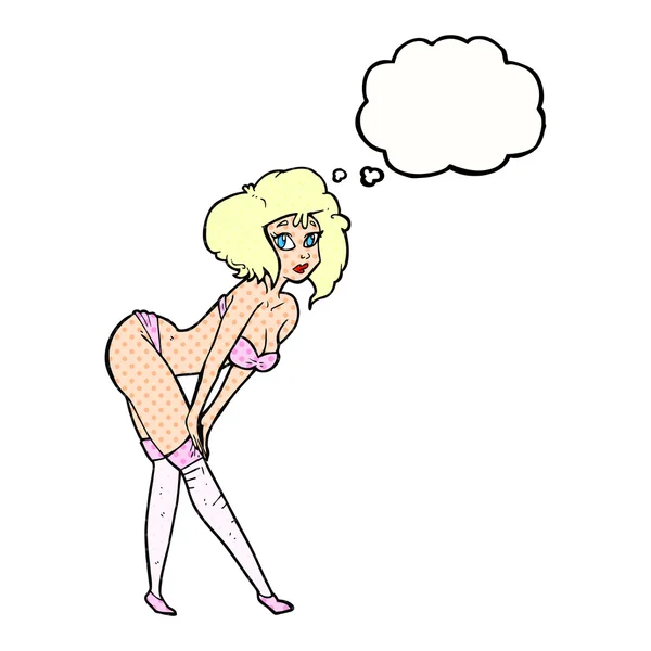 Gedankenblase Cartoon Pin-up Mädchen — Stockvektor