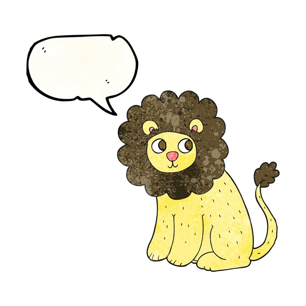 Discorso bolla strutturato cartone animato carino leone — Vettoriale Stock