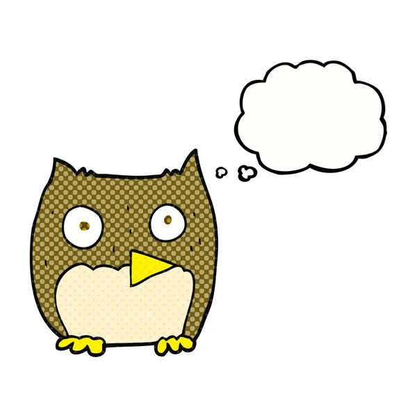 Trodde bubble cartoon owl — Stock vektor