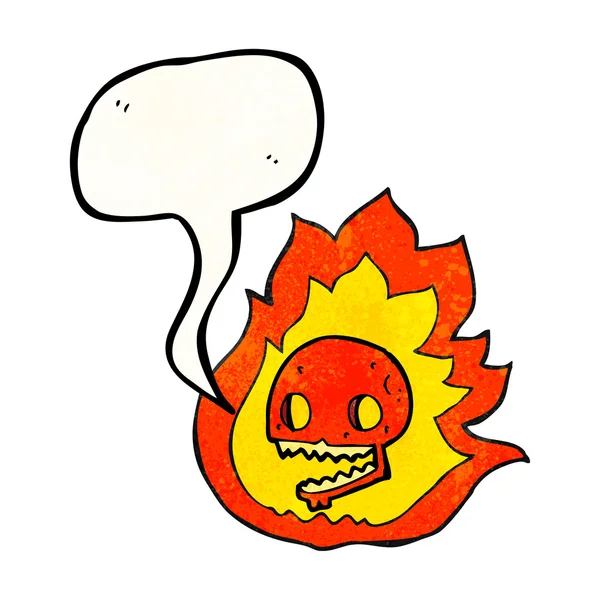 Texture speech bubble cartoon burning skull — Stock Vector