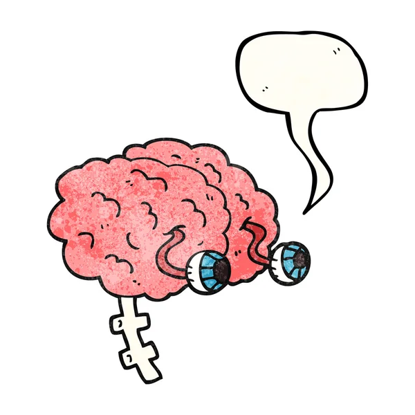 Speech bubble textured cartoon brain — Stock Vector