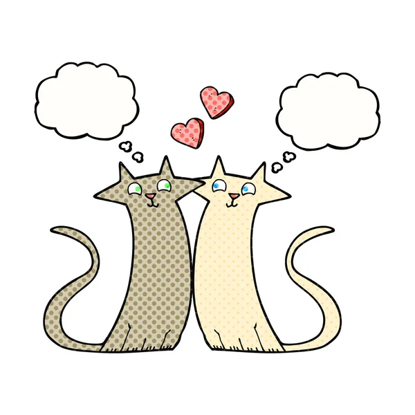 Thought bubble cartoon cats in love — Stock Vector