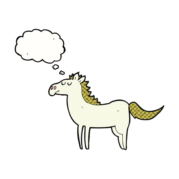 Pensamento bolha desenho animado cavalo — Vetor de Stock