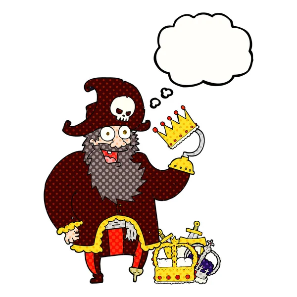 Pensamiento burbuja dibujos animados pirata capitán — Vector de stock