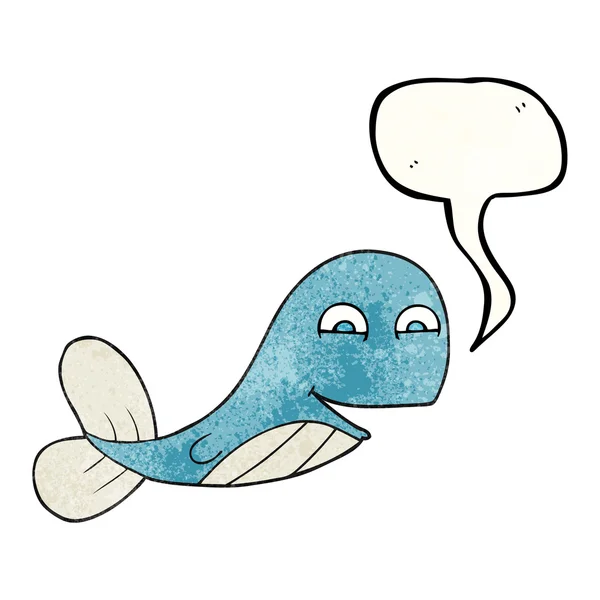Konuşma balonu dokulu karikatür balina — Stok Vektör